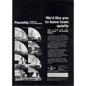 1971 Paceship Sailboats Sailing Lineup Vintage Print Ad Nautical Wall Art 70s